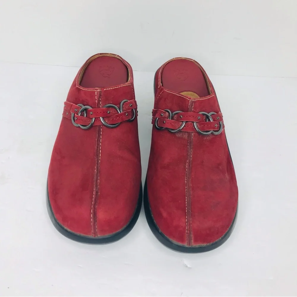 Ariat Women's Size 9B Clogs Red Leather Suede Slip On Comfort Shoes 15253 - Picture 3 of 8